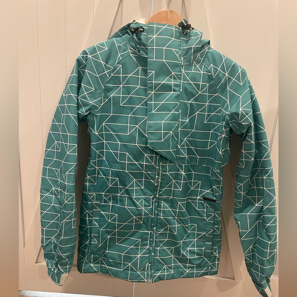 Empyre Snowboard Waterpoof Teal Geometric Pattern Jacket. Like New. Size XS